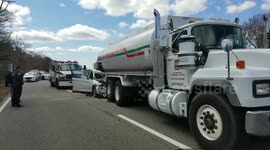 BMW SUV Crashes into Gasoline Tanker