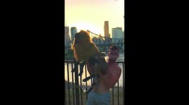 Guy recreates the Lion King with his pet goat