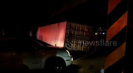 Tractor Trailer Hits Long Island Parkway Overpass