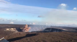 MAY 3: The view from the observation tower: Flume of smoke emerges from Kilauea crater