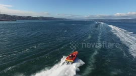 Water Skiing on Wellington Harbour. World Champ Water Skiers and Race Power Boats on Sparkling Wellington Harbour with Panoramic Views of City and Suburbs. #05