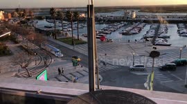 Marina and stork nest from above