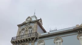 Stork nest on the building