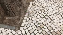 People walking on the old town street Portugal