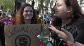 Pro-Choice stage counter-protests to anti-abortion in Parliament Square, London, UK
