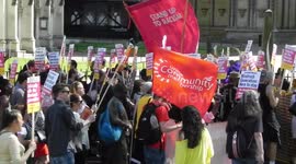 The Windrush demo joins the party passing Parlement turning right heading up to Westminster abby by jim connor