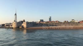 Isle of Wight ferry returns to a sunny Portsmouth
