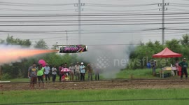 World's strangest funeral: Thai villagers fire rockets at pyre to honour late monk