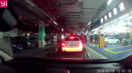 Dash-cam footage captures moment of underground car park collapse in China