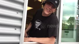 Cheerful McDonald's worker becomes local celebrity in Massachusetts