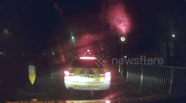 Essex police use blue lights to get through red light. Only to stop outside police station