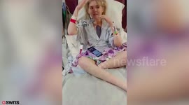 Incredible moment a young cystic fibrosis sufferer took her first steps following life-saving double lung transplant