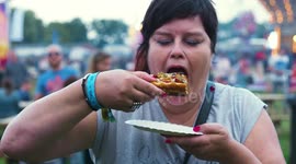 Woman enjoying pizza