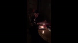 Dog eats babies first birthday cake