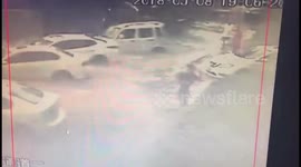 Residential community wall collapses in heavy rain, damaging 11 cars