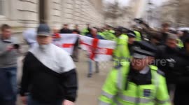Black-bloc and police clash during London PEGIDA protest