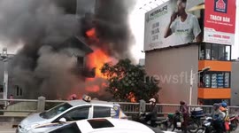 Moment petrol station explodes in massive fireball in Vietnam
