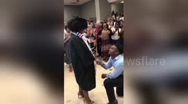 Woman gets emotional when boyfriend proposes to her at graduation ceremony