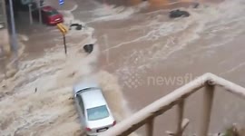 Heavy downpour floods streets in Greece's Thessaloniki
