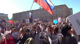 Immortal Regiment on Triumphal Square in Moscow on 9 May 2018