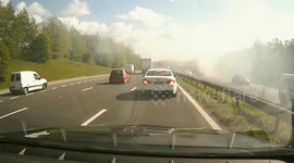 Vehicle on fire on M66 near Bury