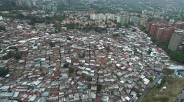 Aerial drone footage of Santa Cruz slums in Venezuela