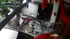 Out-of-control truck crashes into a house in Thailand