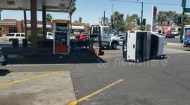 Teenager Driver nearly misses gas pump