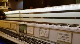 Real model train is a sushi train in restaurant