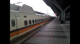 Taiwan high speed train pulling out of the platform 2010