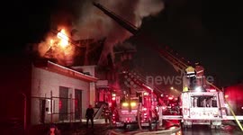 Fire Breaks Through the Roof at a Vacant House Fire in Waterbury, CT (February 2018)