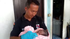 Abandoned baby rescued after being found on rubbish dump