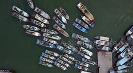 Drone footage shows fishing boats docked in Borneo shores - 2.7K