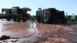 Lorry spills liquid chocolate on Polish motorway