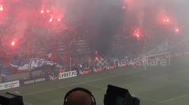 Polish football fans accidentally ignite own stadium