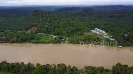Rainforest River Pull Away Drone - Kinabatangan River, Borneo Malaysia - 2.7K