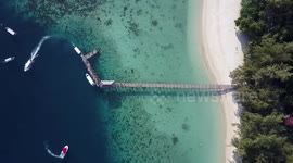 Boats coming and going to Wharf on Tropical Island - Manukan Island, Kota Kinabalu, Borneo Malaysia - 2.7K