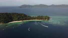 Tropical Island Drone Pull Away - Manukan Island, Kota Kinabalu, Borneo Malaysia - 2.7K