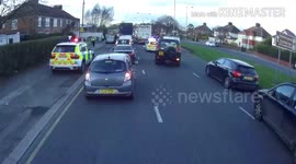 HGV incident in Liverpool  attended by emergency services police and ambulance