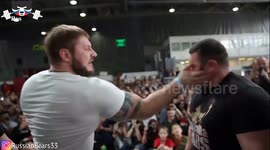 Russians slap each other at painful competition in Moscow
