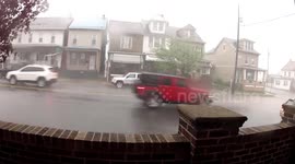 Wind driving rain during a Tornado watch