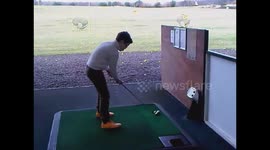 Boy, 10, hurls golf ball in frustration after failing to connect at driving range