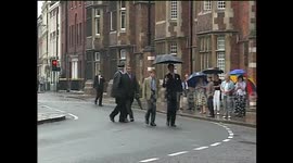 A 13-year-old Prince Harry arrives for his first day at Eton College