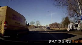 Driver crashes into parked car in close call with van