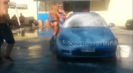 Hot girls washing my by car