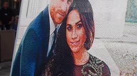 Giant Lego artwork of Harry and Meghan graces Windsor Station