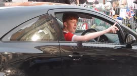 Teenager In Car Plays God Save The Queen as he drives through Windsor