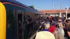 Train at Slough arrives to cheers to take royal well-wishers to Windsor