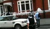 Julian Assange supporters outside Ecuadorean Embassy in London