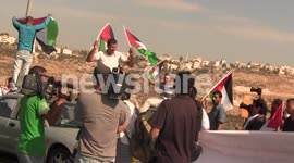 Palestinians block Apartheid Road 443 - Oct. 16, 2012